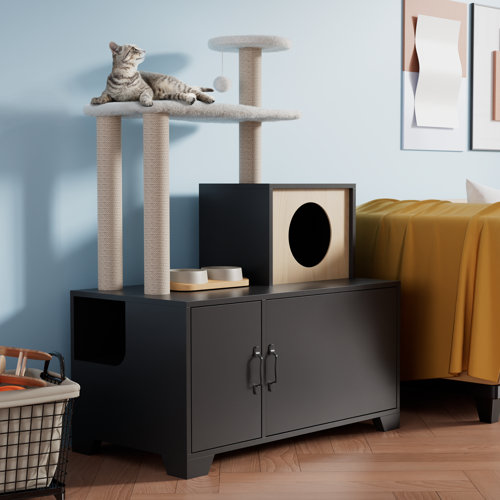 Tucker Murphy Pet™ Litter Box Enclosure With Cat Tree, Cat Litter Box